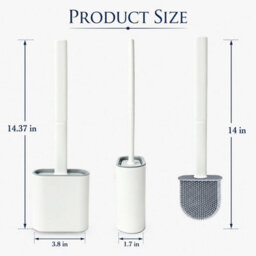 Mass Dynamic White Toilet Brush With Holder, Flexible Silicone Brush Head, Long Non-Slip Handle, Ventilated Anti-Drip Holder - thumbnail 2