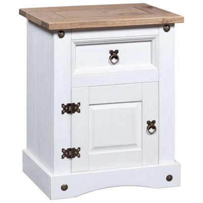 Berkfield Bedside Cabinet Mexican Pine Corona Range White 53X39X67 Cm - image 1