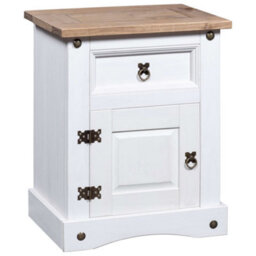 Berkfield Bedside Cabinet Mexican Pine Corona Range White 53X39X67 Cm - thumbnail 1