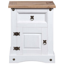 Berkfield Bedside Cabinet Mexican Pine Corona Range White 53X39X67 Cm - thumbnail 2