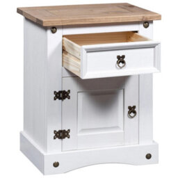 Berkfield Bedside Cabinet Mexican Pine Corona Range White 53X39X67 Cm - thumbnail 3
