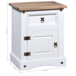 Berkfield Bedside Cabinet Mexican Pine Corona Range White 53X39X67 Cm - thumbnail 6