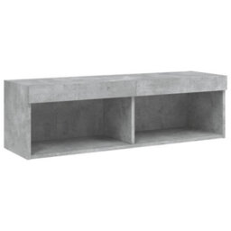 Berkfield 6 Piece Tv Wall Units With Led Concrete Grey Engineered Wood - thumbnail 9
