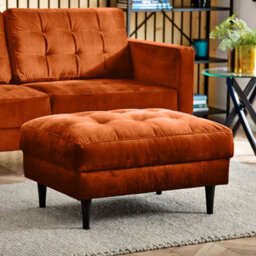 Furniturebox Uk Jenna Burnt Orange Velvet Footstool - thumbnail 4