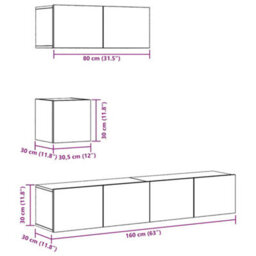 Berkfield 4 Piece Tv Cabinet Set Wall-Mounted Old Wood Engineered Wood - thumbnail 8