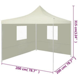 Berkfield Professional Folding Party Tent With 2 Sidewalls 2X2 M Steel Cream - thumbnail 9