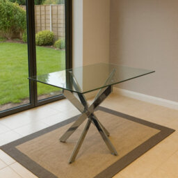 Kosy Koala Modern Rectangle Glass Dining Table Set With 4 Grey Gem Pattern Chairs Dining Room Furniture - thumbnail 3