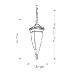Luminosa Lighting Elstead Venetian Rain 2 Light Outdoor Ceiling Chain Lantern Brushed Bronze, E14 - thumbnail 5