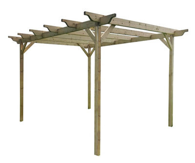 Arbor Garden Solutions Sculpted Wooden Garden Pergola Kit, 4.8M X 4.8M (Natural Finish) - image 1