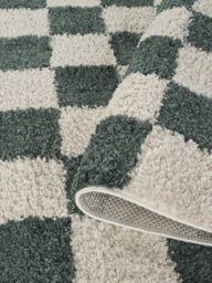 Chester Living Room Shaggy Area Rug Modern - Contemporary Checkered Design - Hallway Runner Indoor Rug Jade Green 200X290 Cm - thumbnail 3