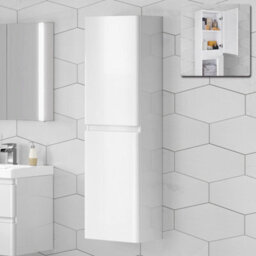 Ibathuk Denver 1400 Tall Cupboard Unit - White,wall Hung Tall Storage Unit - thumbnail 2