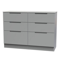 Messina Ready Assembled Matt Grey No Effect 6 Drawer Wide Chest (H)785mm (W)1100mm (D)390mm - thumbnail 1