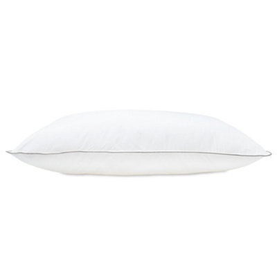 Lancashire Textiles Cotton Pillow Pack Of 2, Silver Piping Edge, Hollowfibre Filled Medium Firmness And Support Bed Cushion  - image 1