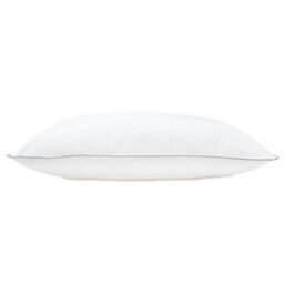 Lancashire Textiles Cotton Pillow Pack Of 2, Silver Piping Edge, Hollowfibre Filled Medium Firmness And Support Bed Cushion 