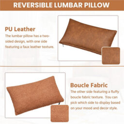 Yaheetech Pu Leather Accent Armchair With Lumbar Pillow Retro Brown - thumbnail 6