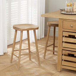 The Furniture Market Cheshire Whitewash Solid Oak Kitchen Counter Bar Stool Comfortable Saddle Seat Hand Built To Last - thumbnail 2