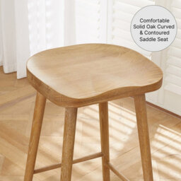 The Furniture Market Cheshire Whitewash Solid Oak Kitchen Counter Bar Stool Comfortable Saddle Seat Hand Built To Last - thumbnail 3