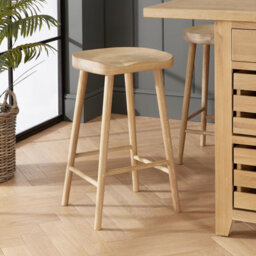 The Furniture Market Cheshire Whitewash Solid Oak Kitchen Counter Bar Stool Comfortable Saddle Seat Hand Built To Last