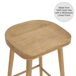 The Furniture Market Cheshire Whitewash Solid Oak Kitchen Counter Bar Stool Comfortable Saddle Seat Hand Built To Last - thumbnail 4