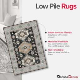 Decoranddecor Rug, Washable Rugs, Kitchen Rugs, Bath Mats, 60X90Cm, Non-Slip, Pet Friendly, Low Pile, Traditional Rug - Duskra - thumbnail 6