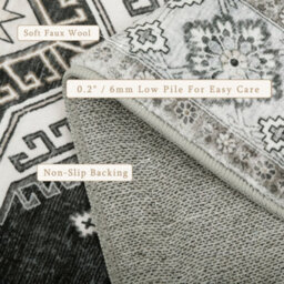 Decoranddecor Rug, Washable Rugs, Kitchen Rugs, Bath Mats, 60X90Cm, Non-Slip, Pet Friendly, Low Pile, Traditional Rug - Duskra - thumbnail 3