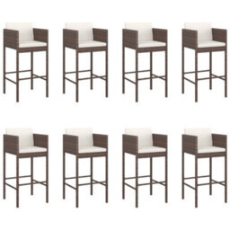 Berkfield 9 Piece Garden Bar Set With Cushions Brown Poly Rattan - thumbnail 3
