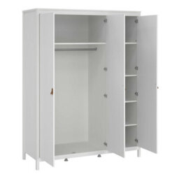 Wyld Haus Wildberry Matt White 3 Door Wardrobe With Leather Handles - thumbnail 9