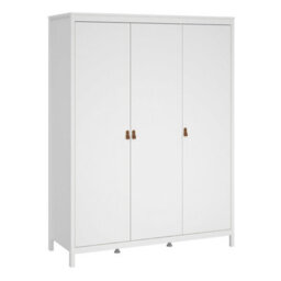 Wyld Haus Wildberry Matt White 3 Door Wardrobe With Leather Handles - thumbnail 5