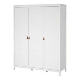 Wyld Haus Wildberry Matt White 3 Door Wardrobe With Leather Handles - thumbnail 7