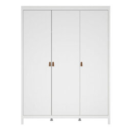 Wyld Haus Wildberry Matt White 3 Door Wardrobe With Leather Handles - thumbnail 6