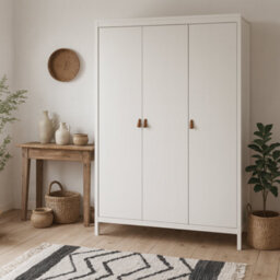 Wyld Haus Wildberry Matt White 3 Door Wardrobe With Leather Handles - thumbnail 3
