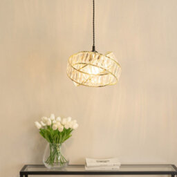 Valuelights Hudson Pair Of Acrylic Jewel Gold Intertwined Twisted Easy Fit Lamp Shades (D)30Cm