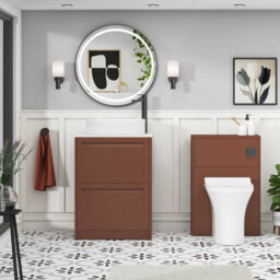 Royal Bathrooms Royal Bathroom Elmore 600mm Terracotta Clay Freestanding Bathroom Vanity Unit 2 Drawer Plain White Worktop With Lyon Basin - thumbnail 5