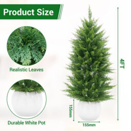 London Boutique Set Of 2 120Cm Artificial Pine Trees, Faux Evergreen Plants With 3D Needles, White Pots, Home Office Decor - thumbnail 3