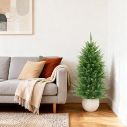 London Boutique Set Of 2 120Cm Artificial Pine Trees, Faux Evergreen Plants With 3D Needles, White Pots, Home Office Decor - thumbnail 5