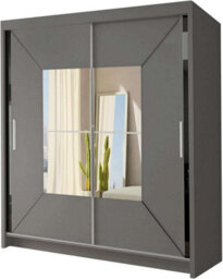 Sliding Wardrobes 4 u LTD Sliding Wardrobes 4U Buckingham Mirror Sliding Door Wardrobe - Grey W180Cm, H217Cm - thumbnail 2