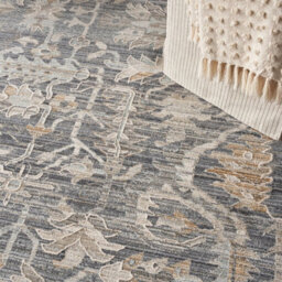 Navy Traditional Abstract Floral Rug Easy To Clean Dining Room-160Cm X 239Cm - thumbnail 7