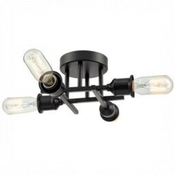 Happy Homewares Industrial Vintage Matte Black Ceiling Light Fixture With Classic Lampholders - thumbnail 1