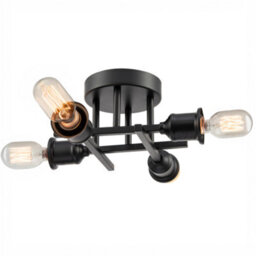 Happy Homewares Industrial Vintage Matte Black Ceiling Light Fixture With Classic Lampholders - thumbnail 2