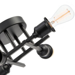 Happy Homewares Industrial Vintage Matte Black Ceiling Light Fixture With Classic Lampholders - thumbnail 3