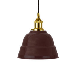 Burgundy Red Lincoln Painted Dome Pendant Light With Gold Lamp Holder And Black Twisted Cable - Se Home