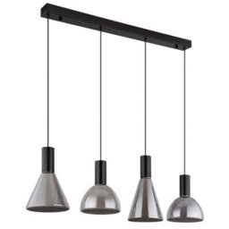 Luminosa Lighting Luminosa Labora Bar Pendant Ceiling Light Matt Black Smoke Glass Shade 4X Led 3000K - thumbnail 2