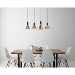 Luminosa Lighting Luminosa Labora Bar Pendant Ceiling Light Matt Black Smoke Glass Shade 4X Led 3000K - thumbnail 5