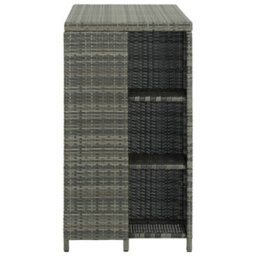 Berkfield Bar Table With Storage Rack Grey 120X60X110 Cm Poly Rattan - thumbnail 3