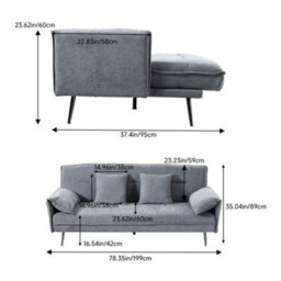 Darphe 3-Seater Contemporary Convertible Grey Sofa Bed With 2 Pillows - thumbnail 5