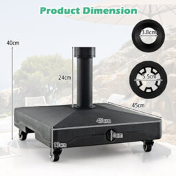Costway Patio Umbrella Base Heavy-Duty Market Stand W/4 Universal Wheels - thumbnail 2