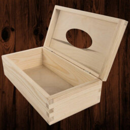 Woodeedoo Rectangular Wooden Tissue Box Holder Unfinished Pine Dispenser With Hinged Lid And Elliptical Cut-Out 25.5X13.5X8.5 Cm - thumbnail 2