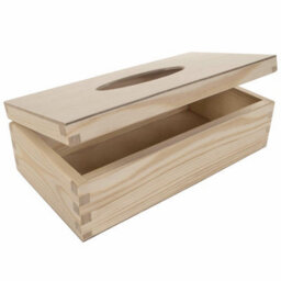 Woodeedoo Rectangular Wooden Tissue Box Holder Unfinished Pine Dispenser With Hinged Lid And Elliptical Cut-Out 25.5X13.5X8.5 Cm - thumbnail 7
