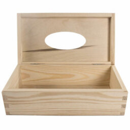 Woodeedoo Rectangular Wooden Tissue Box Holder Unfinished Pine Dispenser With Hinged Lid And Elliptical Cut-Out 25.5X13.5X8.5 Cm - thumbnail 4
