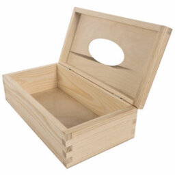 Woodeedoo Rectangular Wooden Tissue Box Holder Unfinished Pine Dispenser With Hinged Lid And Elliptical Cut-Out 25.5X13.5X8.5 Cm - thumbnail 9
